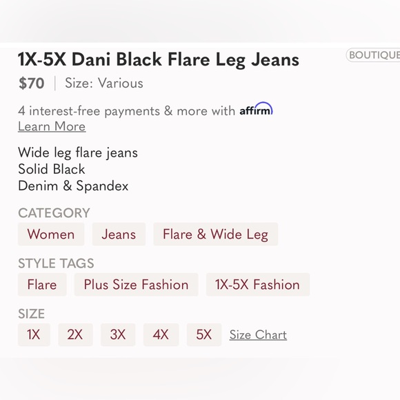 1X-5X Dani Black Flare Leg Jeans - Picture 7 of 8